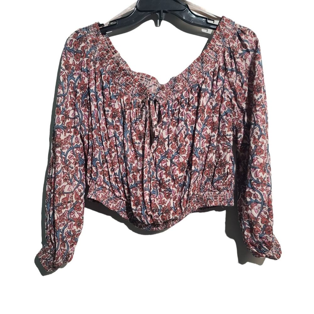 Free People Off the Shoulder Smocked Crop Top